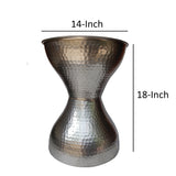Benzara Industrial Style Hammered Texture Iron Stool with Hourglass Shaped Body, Silver BM00602 Silver Iron BM00602