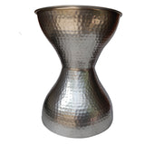 Benzara Industrial Style Hammered Texture Iron Stool with Hourglass Shaped Body, Silver BM00602 Silver Iron BM00602