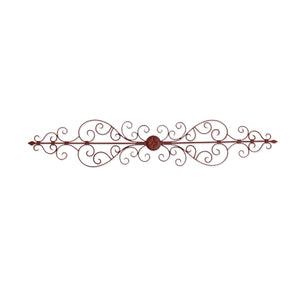 Benzara Traditionally Carved Metal Wall Plaque With Scrollwork, Brown BM01054 Brown Metal BM01054