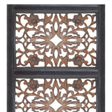 Benzara Rectangular Wall Panel with Intricate Floral Carvings, Burnt Black BM01869 Black Mango Wood and MDF BM01869