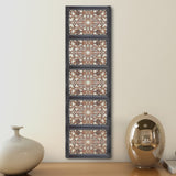 Benzara Rectangular Wall Panel with Intricate Floral Carvings, Burnt Black BM01869 Black Mango Wood and MDF BM01869