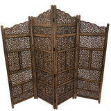 Benzara Benzara Hand Carved Foldable 4 Panel Wooden Partition Screen/RoomDivider,Brown BM01875 Brown Wood BM01875