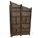 Benzara Benzara Hand Carved Foldable 4 Panel Wooden Partition Screen/RoomDivider,Brown BM01875 Brown Wood BM01875