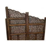 Benzara Benzara Hand Carved Foldable 4 Panel Wooden Partition Screen/RoomDivider,Brown BM01875 Brown Wood BM01875