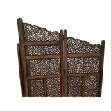 Benzara Benzara Hand Carved Foldable 4 Panel Wooden Partition Screen/RoomDivider,Brown BM01875 Brown Wood BM01875