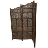 Benzara Benzara Hand Carved Foldable 4 Panel Wooden Partition Screen/RoomDivider,Brown BM01875 Brown Wood BM01875