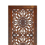 Benzara 2 Piece Mango Wood Wall Panel Set with Mendallion Carving, Burnt Brown BM01883 Brown Mango Wood and MDF BM01883