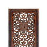 Benzara 2 Piece Mango Wood Wall Panel Set with Mendallion Carving, Burnt Brown BM01883 Brown Mango Wood and MDF BM01883