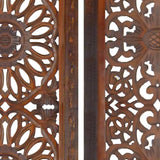 Benzara 2 Piece Mango Wood Wall Panel Set with Mendallion Carving, Burnt Brown BM01883 Brown Mango Wood and MDF BM01883