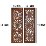 Benzara 2 Piece Mango Wood Wall Panel Set with Mendallion Carving, Burnt Brown BM01883 Brown Mango Wood and MDF BM01883