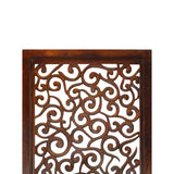 Benzara Rectangular Mango Wood Wall Panel with Cutout Scrollwork Details, Brown BM01886 Brown Mango Wood and MDF BM01886