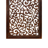 Benzara Rectangular Mango Wood Wall Panel with Cutout Scrollwork Details, Brown BM01886 Brown Mango Wood and MDF BM01886