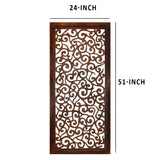 Benzara Rectangular Mango Wood Wall Panel with Cutout Scrollwork Details, Brown BM01886 Brown Mango Wood and MDF BM01886