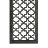 Benzara Rectangular Mango Wood Wall Panel with Cutout Lattice Pattern, Burnt Black BM01888 Black Mango Wood and MDF BM01888