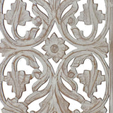 Benzara Attractive Mango Wood Wall Panel Hand Crafted With Intricate Details, White BM01909 White Mango Wood and MDF BM01909