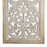 Benzara Attractive Mango Wood Wall Panel Hand Crafted With Intricate Details, White BM01909 White Mango Wood and MDF BM01909