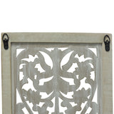 Benzara Attractive Mango Wood Wall Panel Hand Crafted With Intricate Details, White BM01909 White Mango Wood and MDF BM01909