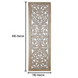 Benzara Attractive Mango Wood Wall Panel Hand Crafted With Intricate Details, White BM01909 White Mango Wood and MDF BM01909