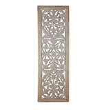 Attractive Mango Wood Wall Panel Hand Crafted With Intricate Details, White