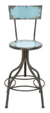 Benzara Industrial Style Metal Bar Chair With Adjustable Seat, Blue