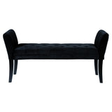 Benzara Fabric Button Tufted Padded Bench with Flared Cushioned Armrests, Black BM09880 Black Fabric, Solid wood BM09880