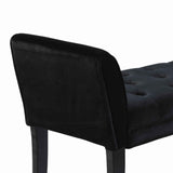 Benzara Fabric Button Tufted Padded Bench with Flared Cushioned Armrests, Black BM09880 Black Fabric, Solid wood BM09880