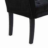 Benzara Fabric Button Tufted Padded Bench with Flared Cushioned Armrests, Black BM09880 Black Fabric, Solid wood BM09880