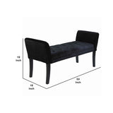 Benzara Fabric Button Tufted Padded Bench with Flared Cushioned Armrests, Black BM09880 Black Fabric, Solid wood BM09880