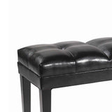 Benzara Bonded Leather Padded Bench with Button Tufted Details, Black BM09945 Black Bonded Leather, Solid wood BM09945