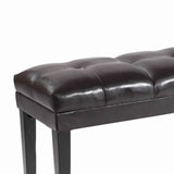 Benzara Bonded Leather Padded Bench with Button Tufted Details, Dark Brown BM09946 Brown Bonded Leather, Solid wood BM09946