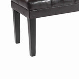 Benzara Bonded Leather Padded Bench with Button Tufted Details, Dark Brown BM09946 Brown Bonded Leather, Solid wood BM09946