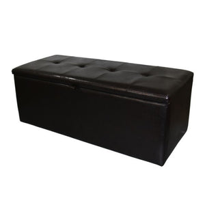 Benzara Wooden Shoe Storage Bench with Tufted Leatherette Seating, Dark Brown BM103379 Brown Solid Wood, PU Sponge and Faux Leather BM103379