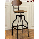 Benzara Industrial Style Wooden Swivel Bar Stool With Black Metal Base, Brown BM119851 Brown and Black Mango Wood and Iron BM119851