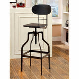 Benzara Industrial Style Wooden Swivel Bar Stool With Curved Metal Base, Gray BM119852 Gray Mango Wood and Iron BM119852