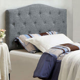 Benzara Alipaz Contemporary Full Queen Headboard, Gray BM122793 Gray Linen-like Fabric Solid Wood & Others BM122793