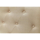 Benzara Alipaz Contemporary Full Queen Headboard, Ivory BM122795 Ivory Linen-like Fabric Solid Wood & Others BM122795