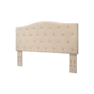 Benzara Alipaz Contemporary Full Queen Headboard, Ivory BM122795 Ivory Linen-like Fabric Solid Wood & Others BM122795