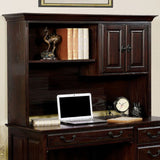 Benzara Tami Transitional Credenza Desk Hutch, Dark Cherry Finish BM122831 Dark Walnut Wood BM122831