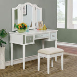 Clarisse Contemporary Vanity With Stool, White