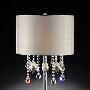 Benzara Calypso Traditional Table Lamp BM122847 Off-white, Chrome Crystal Glass Metal BM122847