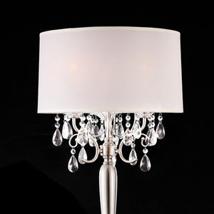 Benzara Sophy Traditional Table Lamp BM122879 White, Chrome Crystal Metal BM122879