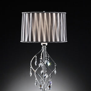 Benzara Arya Traditional Table Lamp BM122883 Black, Chrome Crystal Metal BM122883