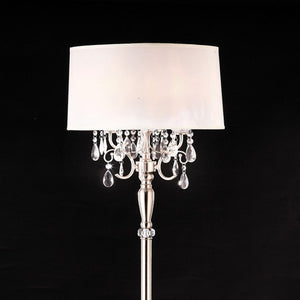 Benzara Sophy Traditional Floor Lamp BM122903 White, Chrome Crystal Metal BM122903