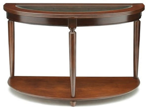 Benzara Granvia Traditional Sofa Table, Dark Cherry BM122922 Dark Cherry Tempered Glass Solid Wood Wood Veneer & Others BM122922