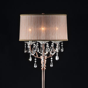 Benzara Cecelia Crystal Lamp With Antler Design Floor Lamp BM122942 Copper Crystal Metal BM122942