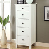 Benzara Well-designed Wooden Chest With 5 Drawers, White BM122952 White Wood BM122952