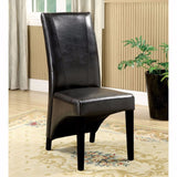 Benzara Madison Leatherette Parson Chairs Side Chair,Set Of 2; Black BM122955 Black Leatherette Solid Wood Wood Veneer & Others BM122955