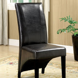 Benzara Madison Leatherette Parson Chairs Side Chair,Set Of 2; Black BM122955 Black Leatherette Solid Wood Wood Veneer & Others BM122955