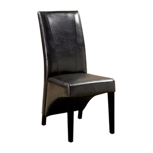 Benzara Madison Leatherette Parson Chairs Side Chair,Set Of 2; Black BM122955 Black Leatherette Solid Wood Wood Veneer & Others BM122955