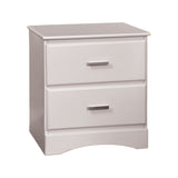 Benzara Transitional 2 Drawers Wooden Night Stand With Metal Handles, Glossy White BM122969 White Wood and Metal BM122969